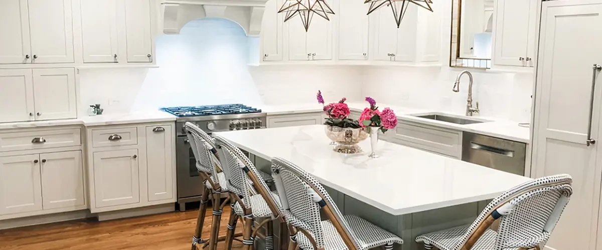 allery kitchen remodel project with white countertop and cabinets