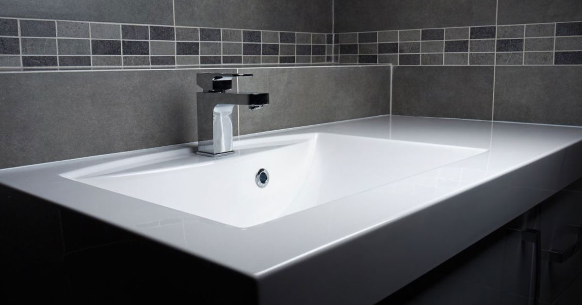 Tile backsplash in bathroom