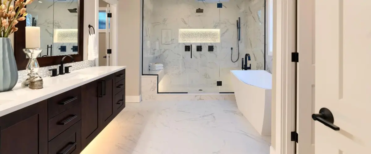 master bathroom with skylight