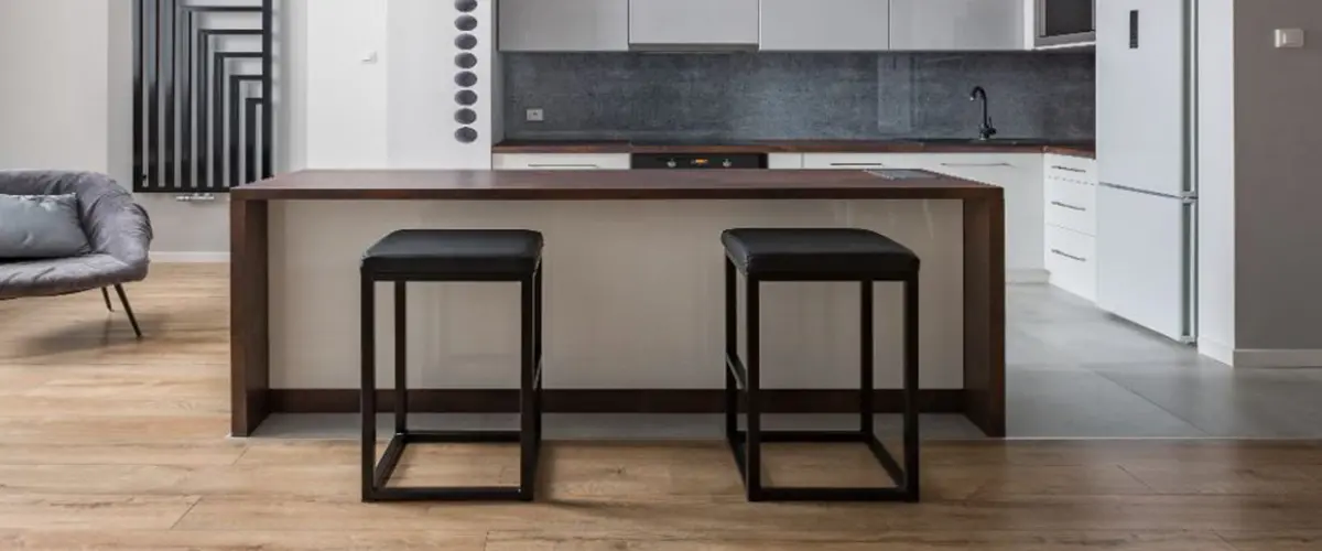 wood waterfall island countertop