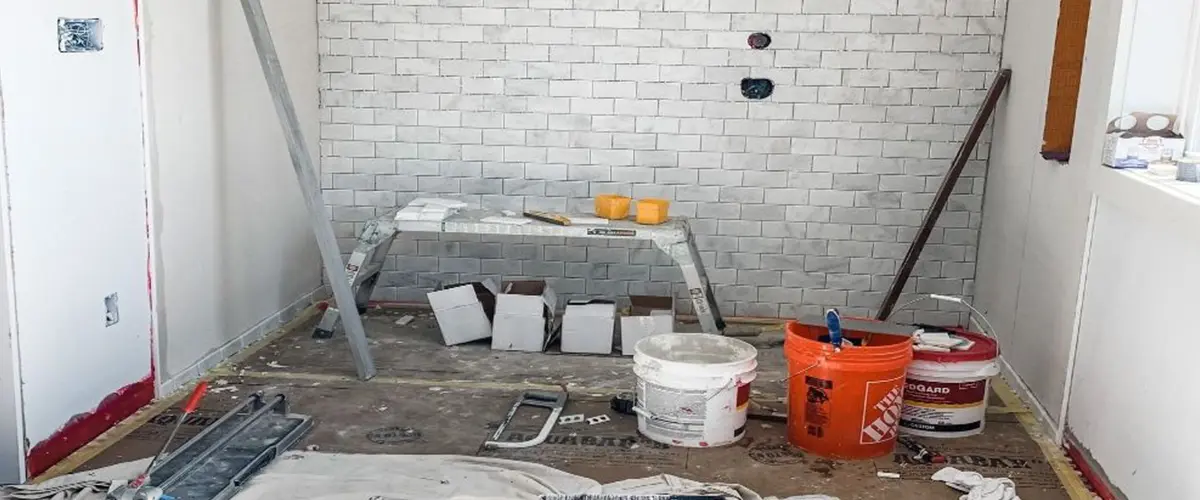demolition work during bathroom remodel